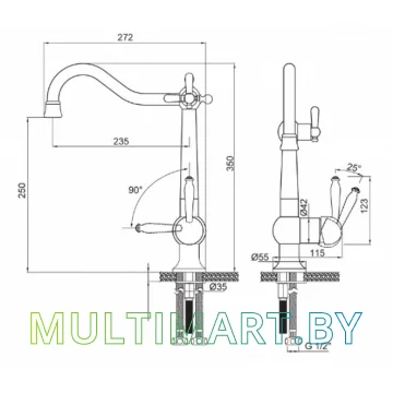 Смеситель Paulmark Retro Re213226-401 (антрацит) картинка 10